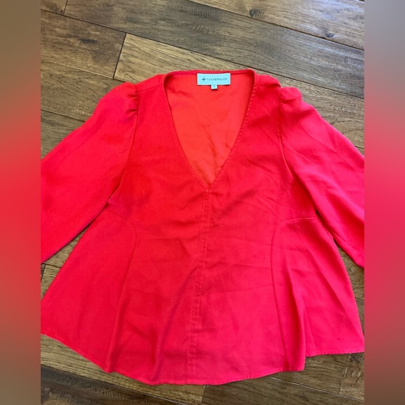 Tuckernuck Red V Neck Blouse, Small - Picture 1 of 11